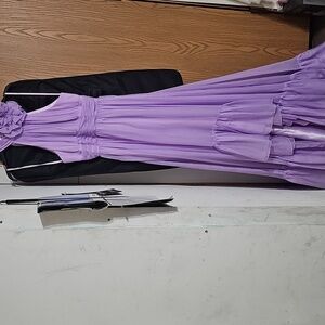 Mac Duggal Size 2 Lavender Halter Gown with Ruffle Accents 56075